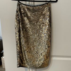 Trina Turk Gold Sequin Midi Skirt - Size 2 (worn once)